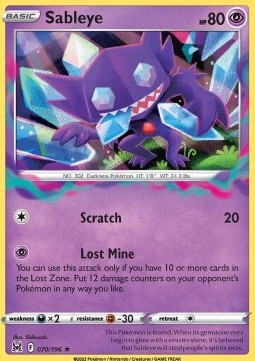 Single Pokémon Sableye (LOR 070) Holo - English