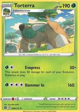 Single Pokémon Torterra (BRS 008) Holo - English