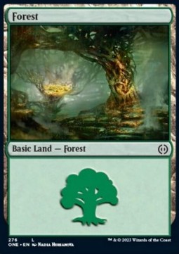 Single Magic the Gathering Forest (V.1) (ONE 276) Foil- English