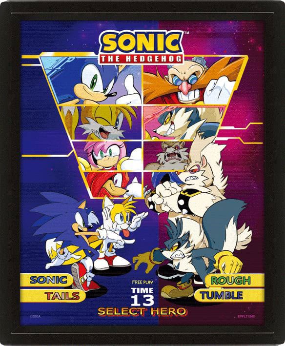 Sonic The Hedgehog 3D Lenticular Framed Poster Select Your Fighter 26 x 20