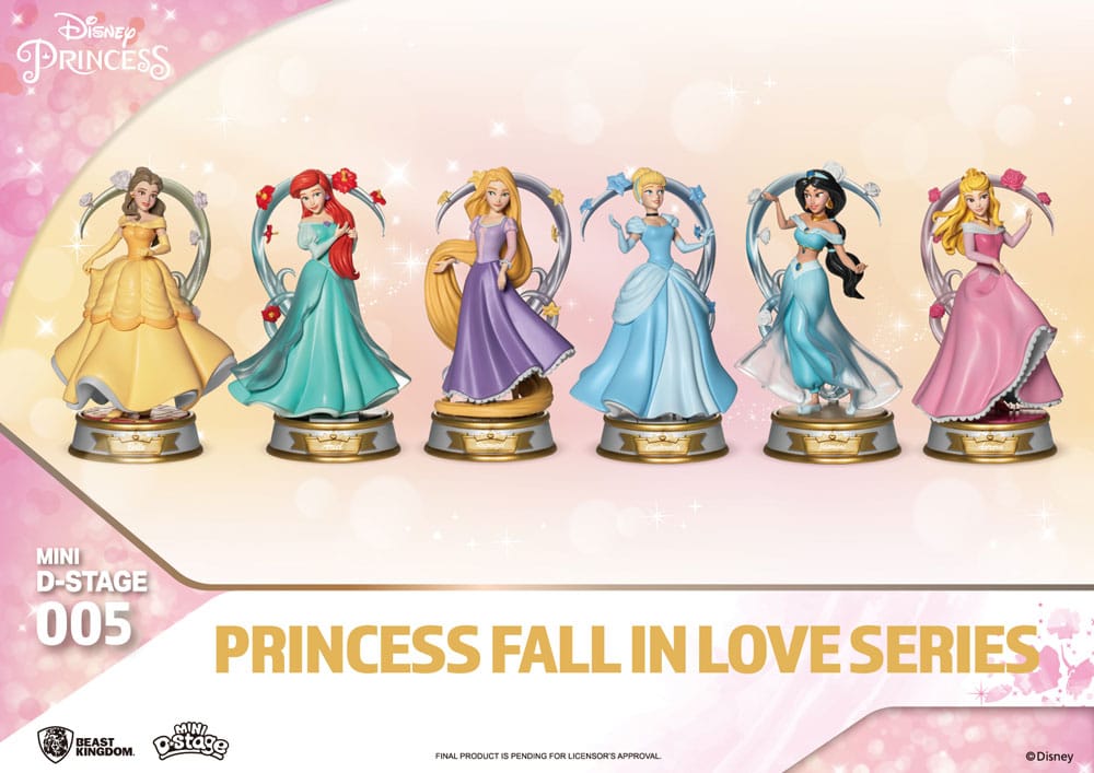Disney Mini Diorama Stage Statues Princess Fall In Love Series 12 cm