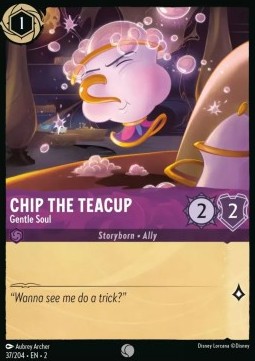 Single Disney Lorcana Chip the Teacup - Gentle Soul (37/204) Foil - English