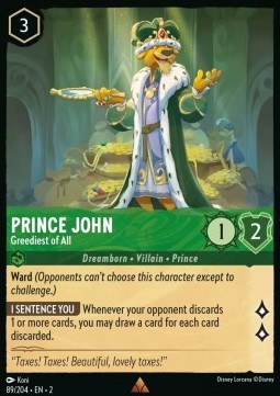 Single Disney Lorcana Prince John - Greediest of All (89/204) - English