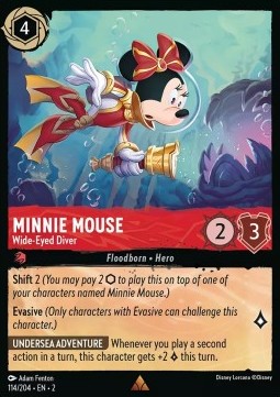 Single Disney Lorcana Minnie Mouse - Wide-Eyed Diver (114/204) - English