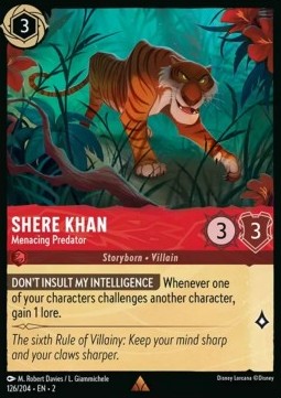 Single Disney Lorcana Shere Khan - Menacing Predator (V.1) (126/204)  -EN
