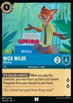 Single Disney Lorcana Nick Wilde - Wily Fox (154/204) - English