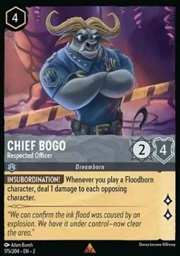 Single Disney Lorcana Chief Bogo - Respected Officer (175/204) - English
