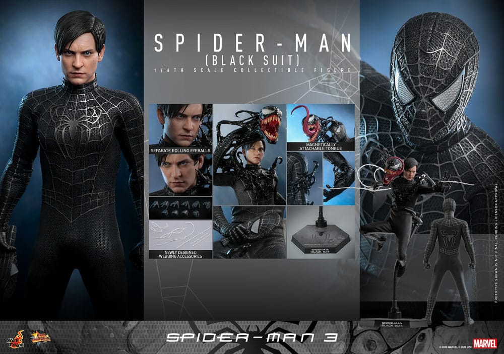 Spider-Man 3 Movie Masterpiece Action Figure 1/6 Spider-Man Black Suit 30cm