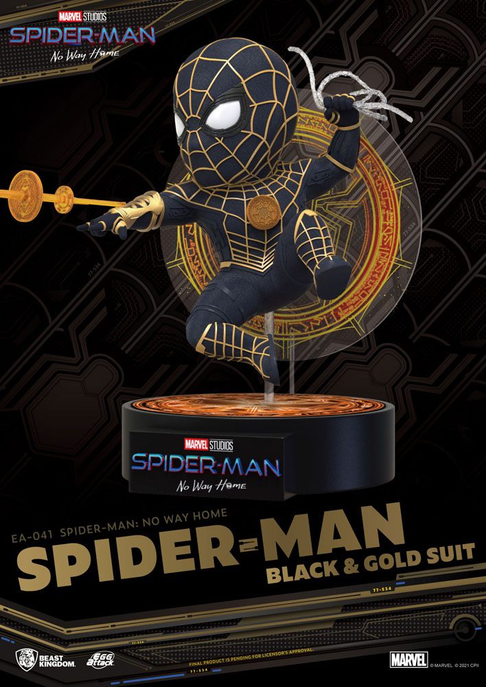 Spider-Man: No Way Home Egg Attack Figure Spider-Man Black & Gold Suit 18cm