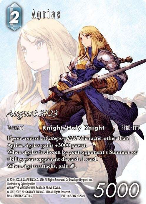 Single Final Fantasy Agrias (PR-145/16-023H) Promo Full Art August 2023 -EN