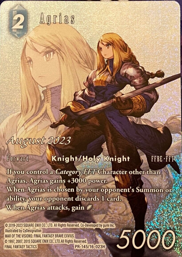 Single Final Fantasy Agrias (PR-145/16-023H)Promo Full Art August 2023 FOIL