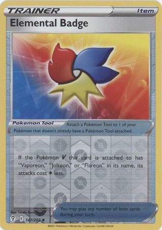 Single Pokémon Elemental Badge (EVS 147) Reverse Holo - English