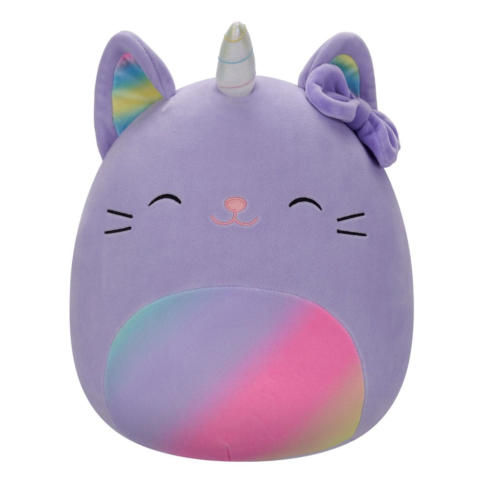 Squishmallows Plush Figure Caticorn with Rainbow Pastel Belly and Bow Cienn