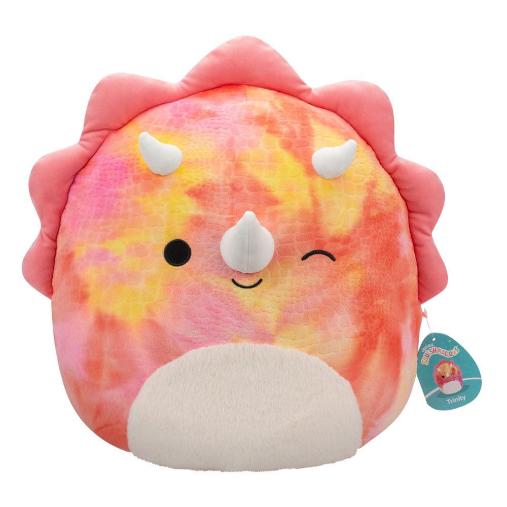 Squishmallows Plush Figure Pink Tie-Dye Triceratops with Fuzzy Belly
