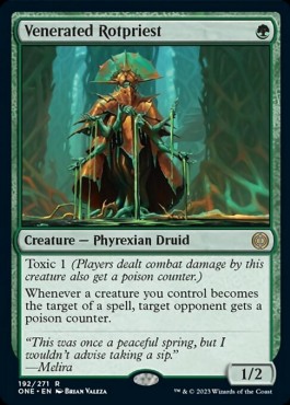 Single Magic The Gathering Venerated Rotpriest (ONE-192) - English