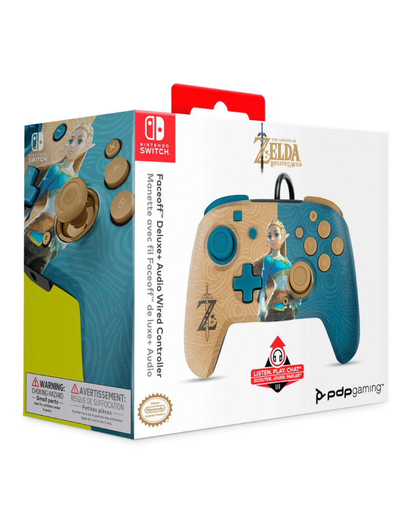 Switch - Faceoff Deluxe Audio Wired Controller Zelda Breath Licenciad