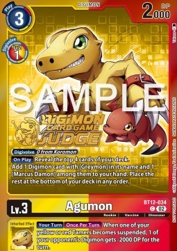 Single Digimon Agumon (BT12-034) Judge Promo Foil - English