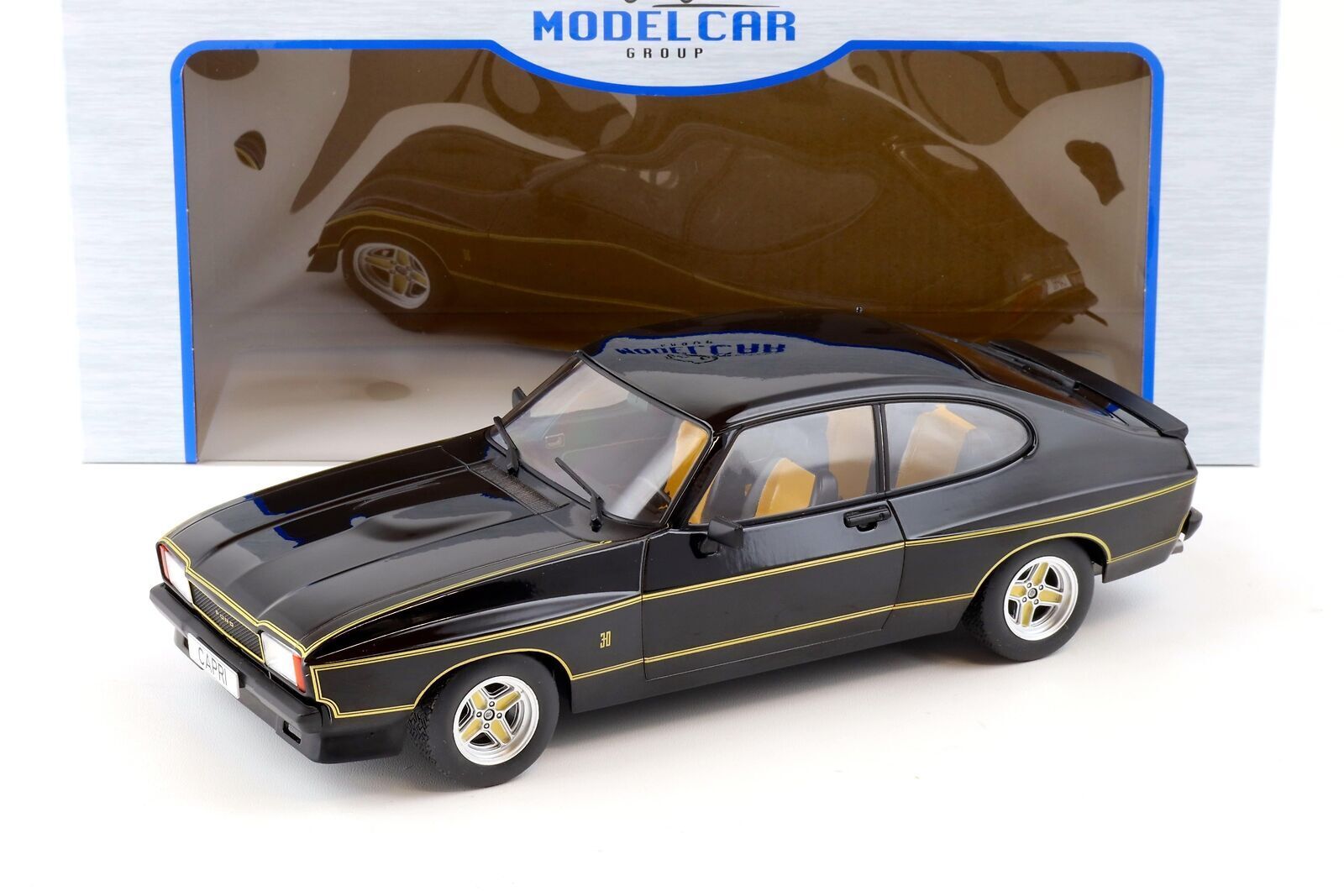 ModelCar Ford Capri MK II X-Pack 1975 Black Gold Scale 1:18